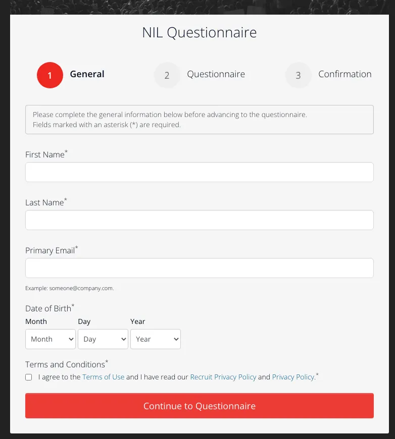 WWE NIL Questionnaire for college athletes