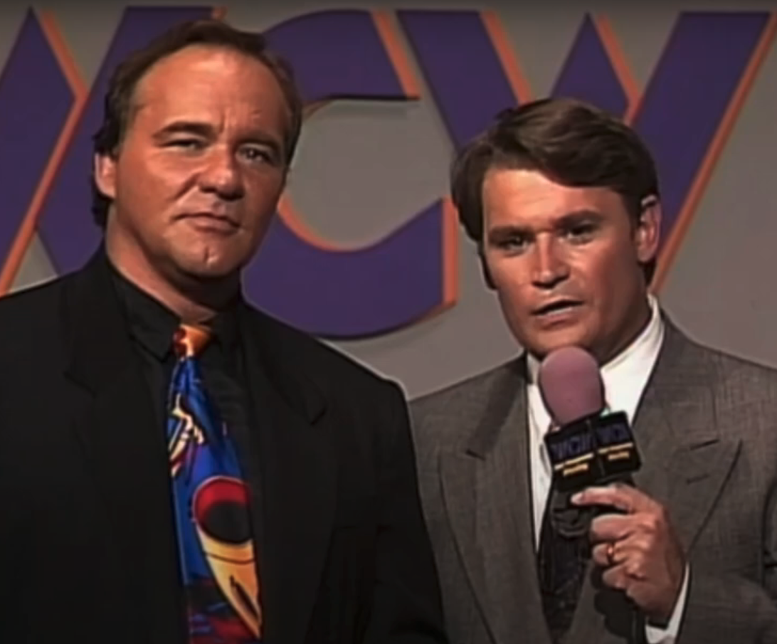 Tony Schiavone and Larry Zbyszko on WCW Saturday Night in June 1993.