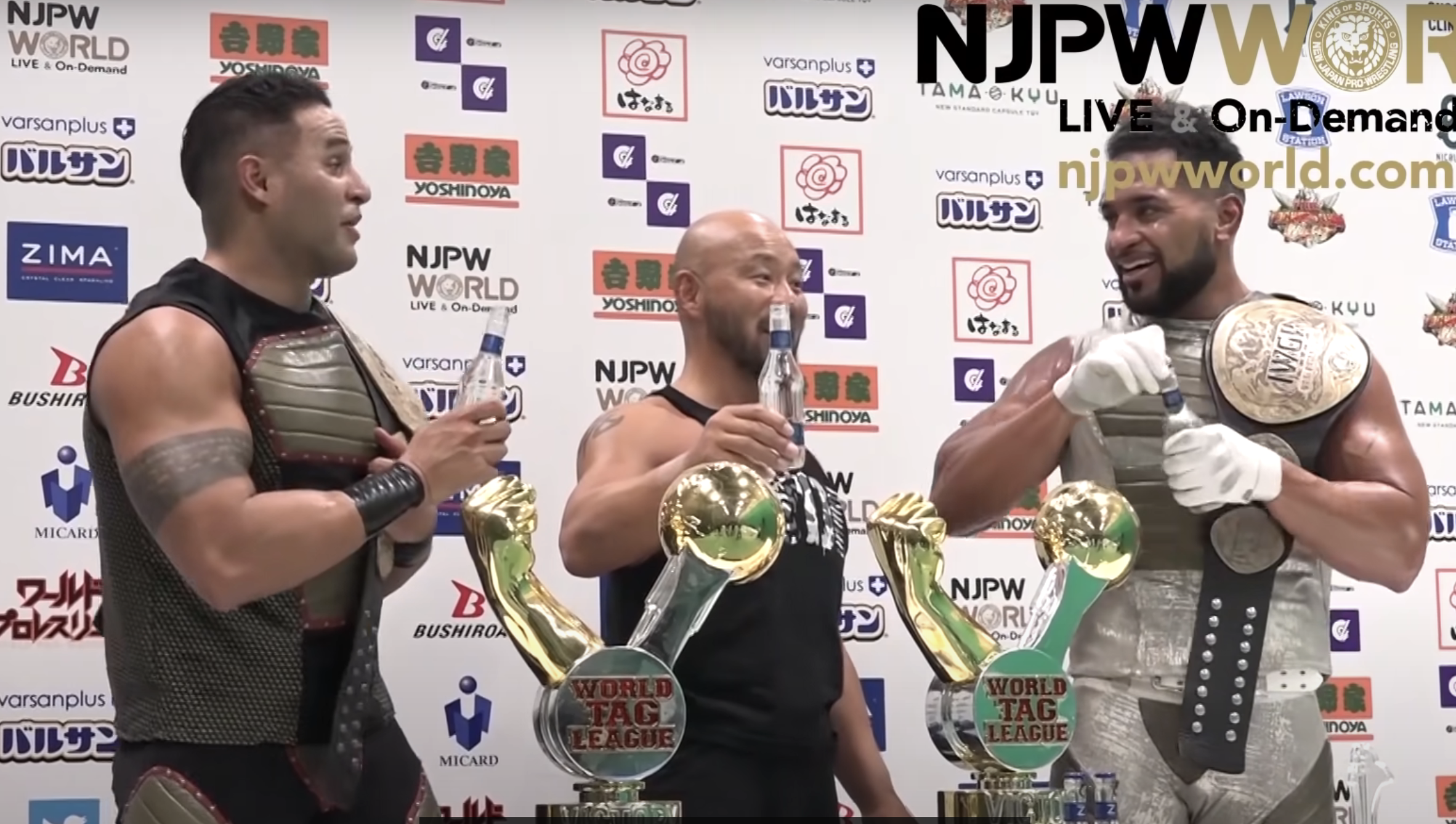 The Guerrillas of Destiny&rsquo;s post match interview (with Jado) after capturing the NJPW Tag Team Championship 7 times!
